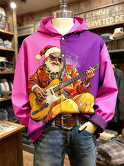 Crazy Rock Disco Santa Claus Helps You Wear a Hoodie