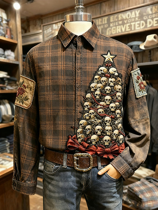 Glittery Christmas Tree Appliqué Print Shirt