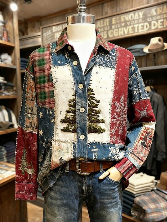 Cardigan collared shirt with a festive Christmas feel