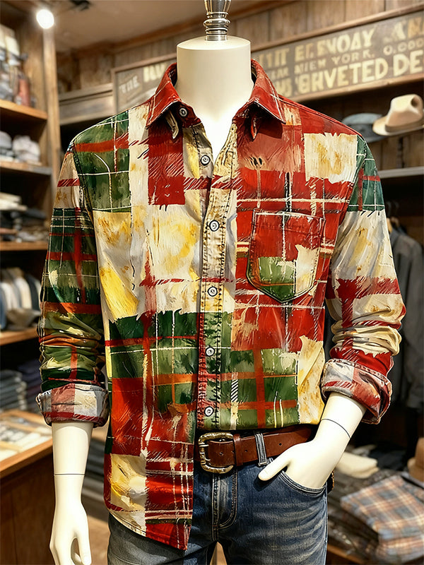 A plaid shirt with a strong Christmas atmosphere