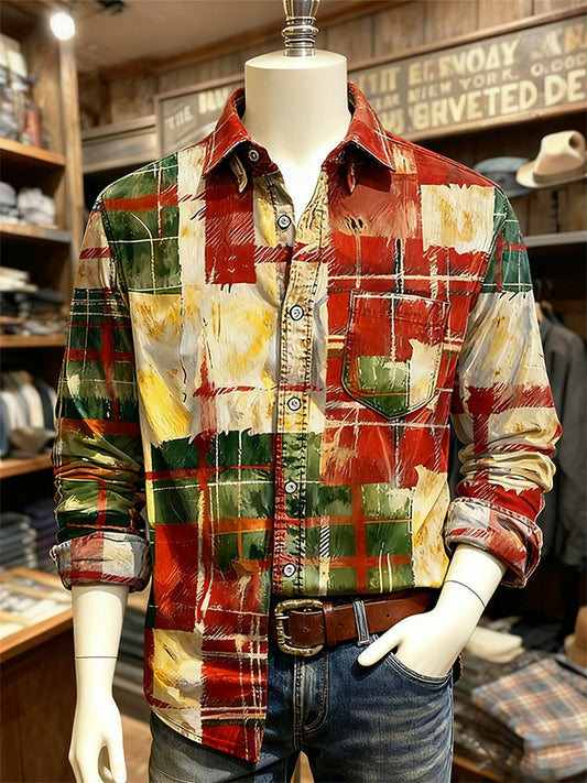 A plaid shirt with a strong Christmas atmosphere