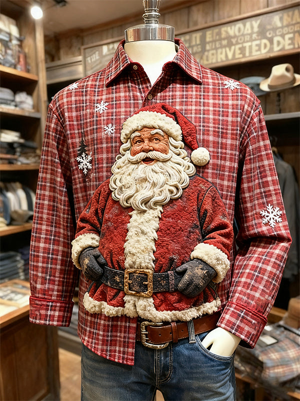3D Printed High-End Christmas Collar Plaid Shirt