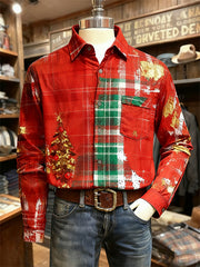 Distressed and faded high-end printed Christmas shirt
