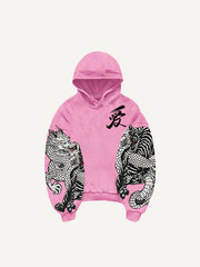 Embroidered white dragon ethnic style sweatshirt