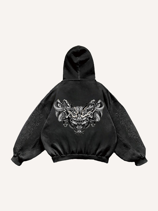 Double Dragon Monster Traditional Classic Pattern Sweatshirt