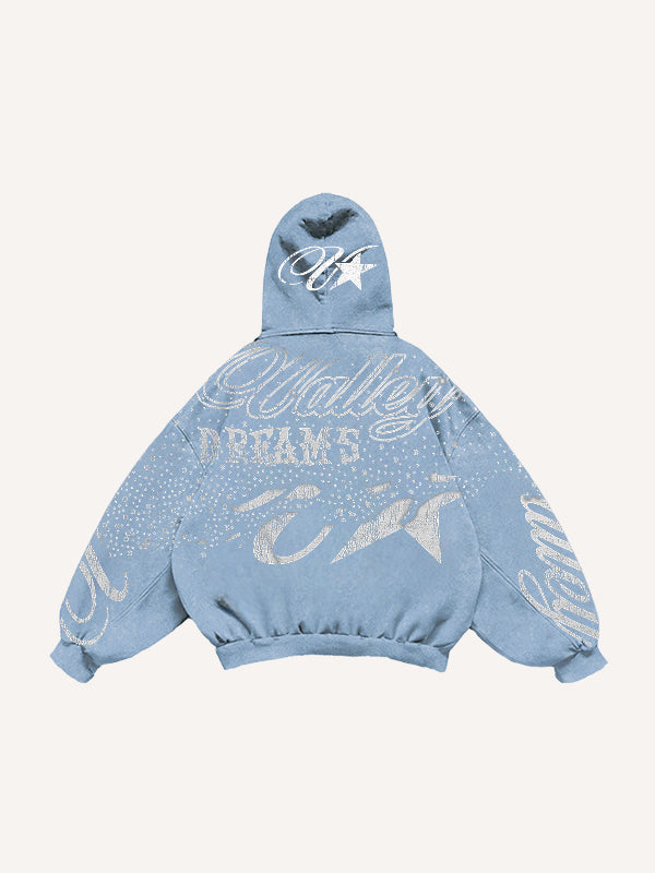 Retro distressed double hooded sweatshirt