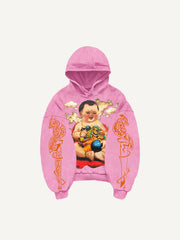 Hand-painted Fuwa hoodie attracting wealth and fortune