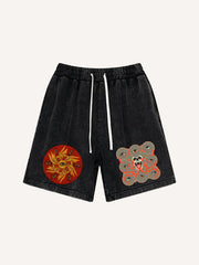 Eyes of a Hundred Turns and Thousand Turns Washed Trendy shorts