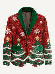 Christmas-themed artist-print blazers
