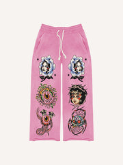 Retro pinup print trousers