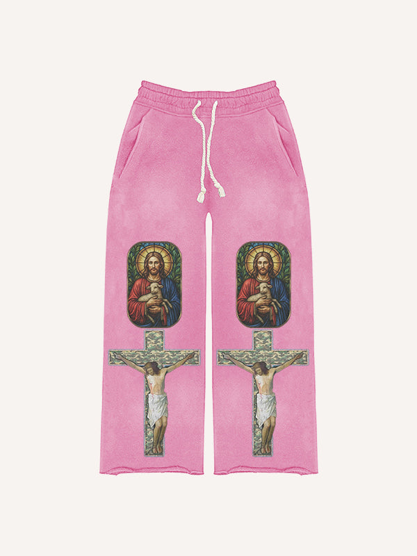 Believe in God and Be with Me Trendy Printed Pants
