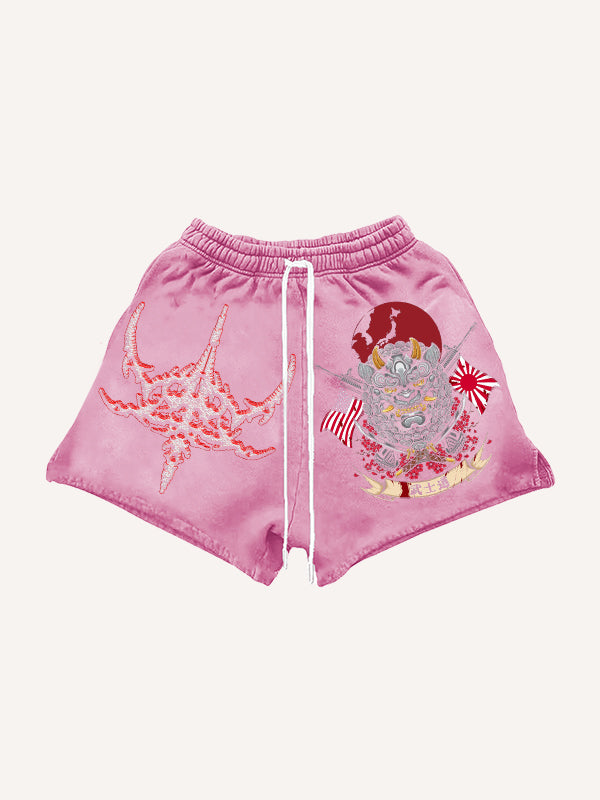 Double Flag Lion Hand-Painted Limited Edition Shorts