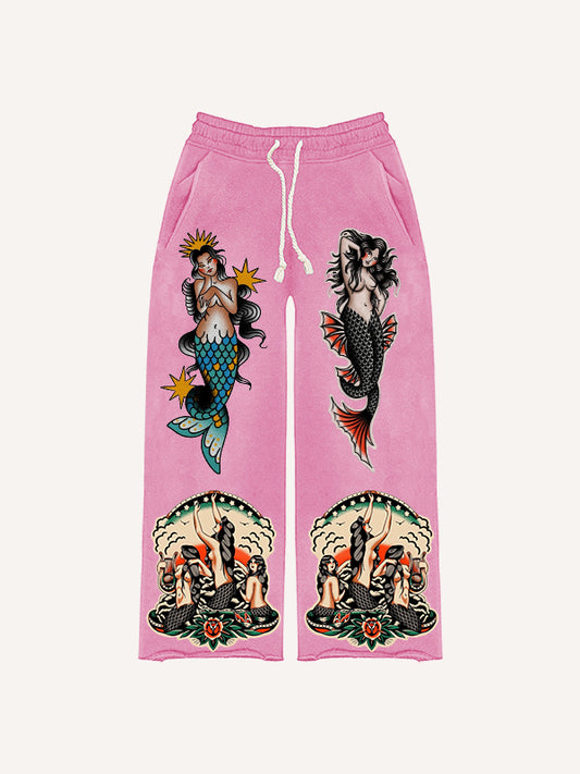 Mermaid Tattoo Retro Trendy Pants
