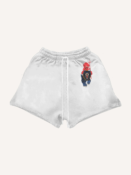 Flame Devil Tattoo Print Shorts