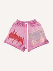 Japanese hand-painted mythical beast limited edition print shorts