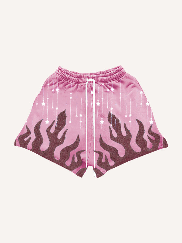 Flaming rhinestone shorts