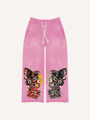 Symmetrical Print Comfortable Retro Girls Trendy Pants