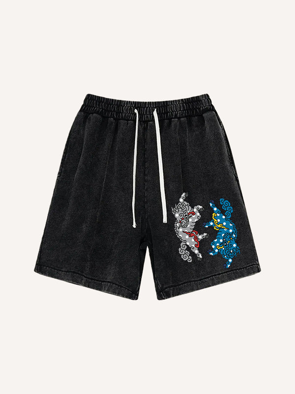 Pure cotton printed tiger descending the mountain high-end gift shorts for personal wear