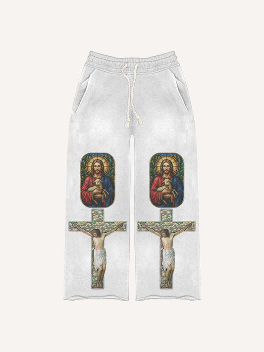 Believe in God and Be with Me Trendy Printed Pants