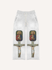 Believe in God and Be with Me Trendy Printed Pants