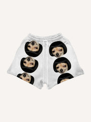 Small side parted hair funny cute dog head shorts
