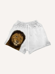 Cute and funny lion curly hair fashionable shorts