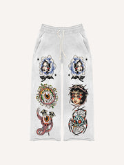 Retro pinup print trousers