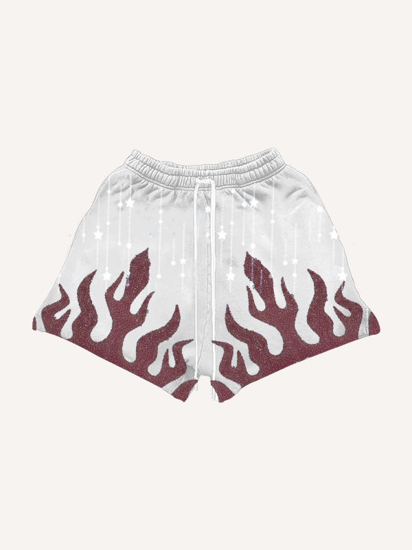 Flaming rhinestone shorts