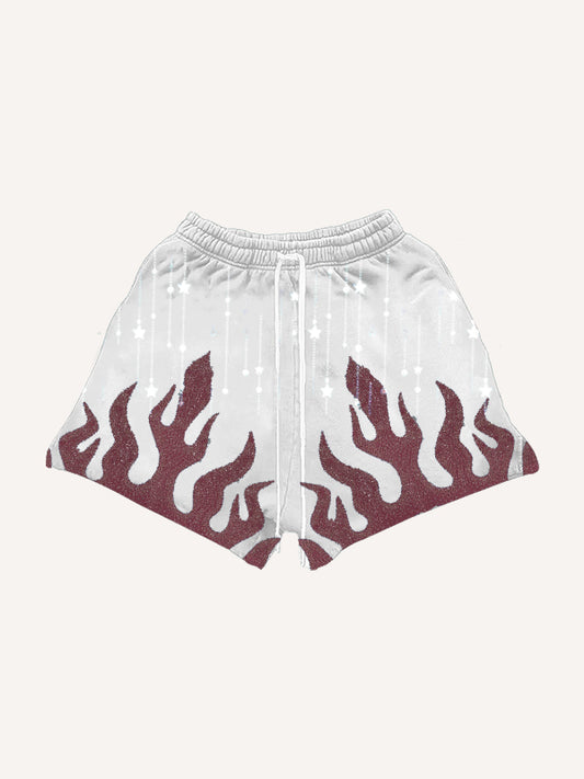 Flaming rhinestone shorts