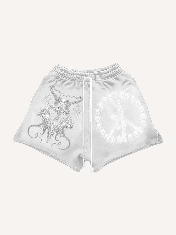 Skull AK hand-painted hip-hop shorts