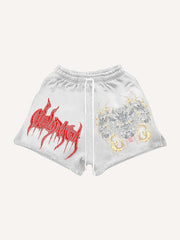 Japanese hand-painted mythical beast limited edition print shorts