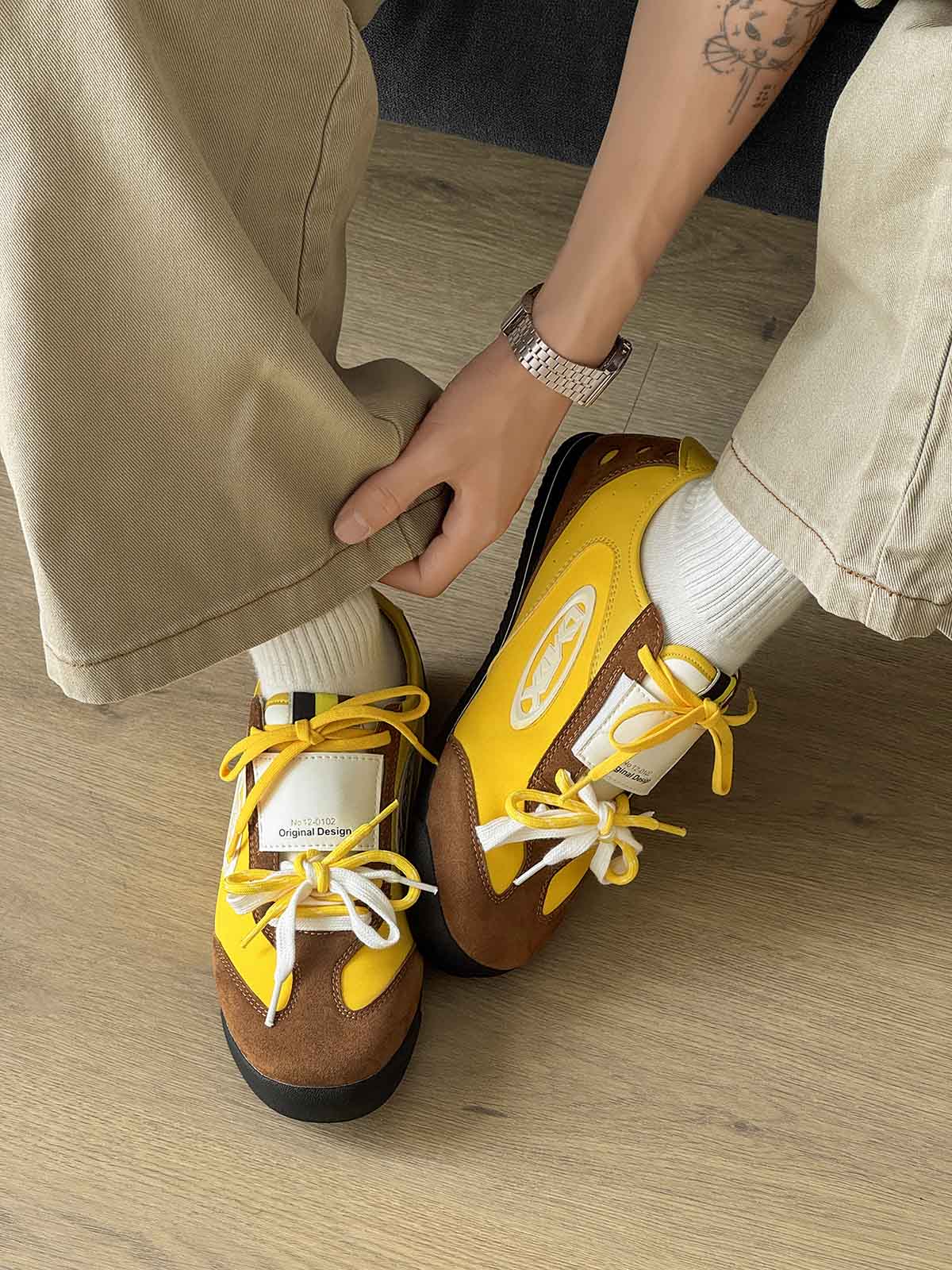 Retro Versatile Double Lace German Trainer Sneakers