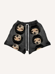 Small side parted hair funny cute dog head shorts