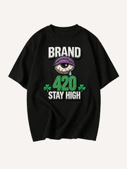 420 Theme Prophet's Glasses Are Sleepy Printed Short Sleeve