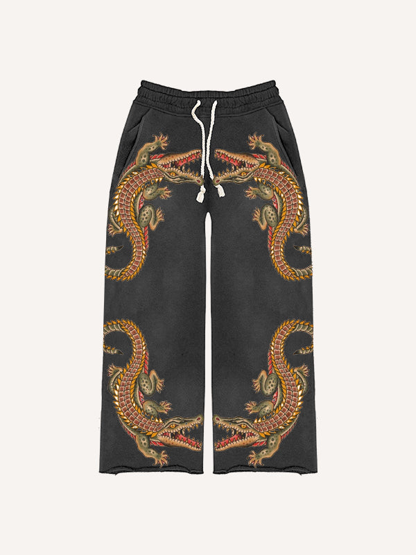Japanese style retro two-headed snake women's trousers