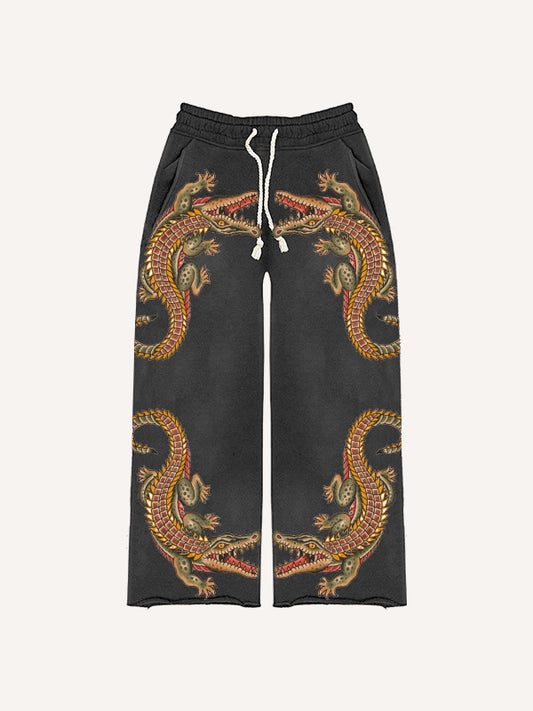 Japanese style retro two-headed snake women's trousers