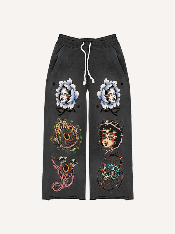 Retro pinup print trousers