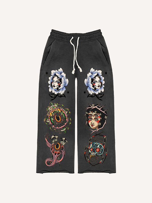 Retro pinup print trousers