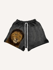 Cute and funny lion curly hair fashionable shorts