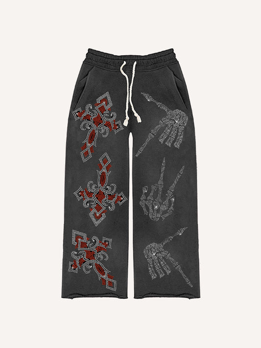 Angel or Devil Street Print Pants