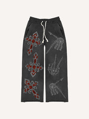 Angel or Devil Street Print Pants