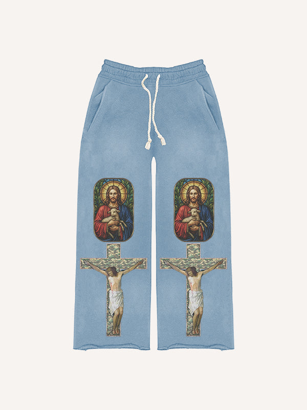 Believe in God and Be with Me Trendy Printed Pants