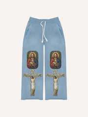 Believe in God and Be with Me Trendy Printed Pants