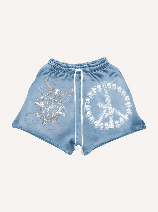 Skull AK hand-painted hip-hop shorts