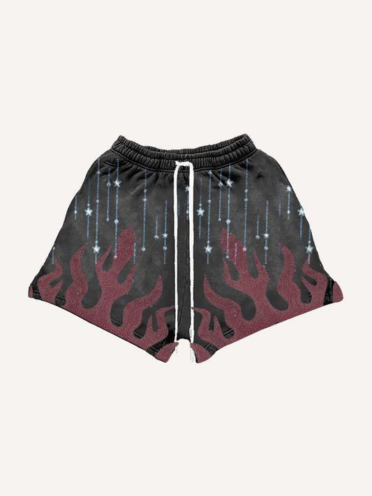 Flaming rhinestone shorts