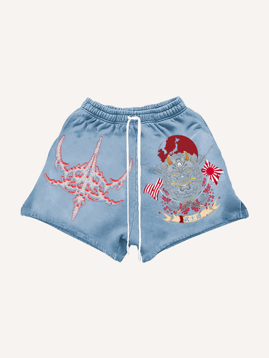 Double Flag Lion Hand-Painted Limited Edition Shorts