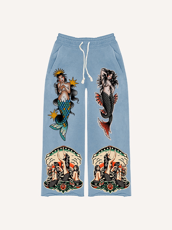 Mermaid Tattoo Retro Trendy Pants