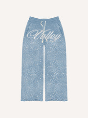 Retro distressed double hooded trendy trousers