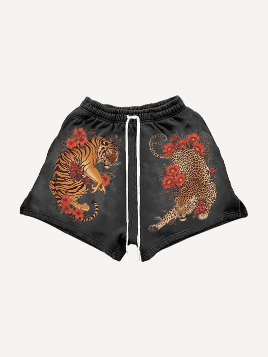Japanese totem Hannya colorful totem shorts