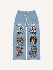 Retro pinup print trousers